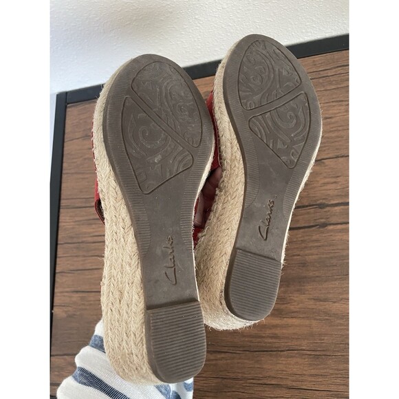 New Unstructured By Clarks Red Wedge Espadrille Sandals 8.5 - Picture 4 of 5